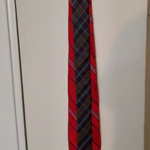 Tommy Hilfiger Necktie Tie Red diagonal stripes blue - Picture 2 of 5